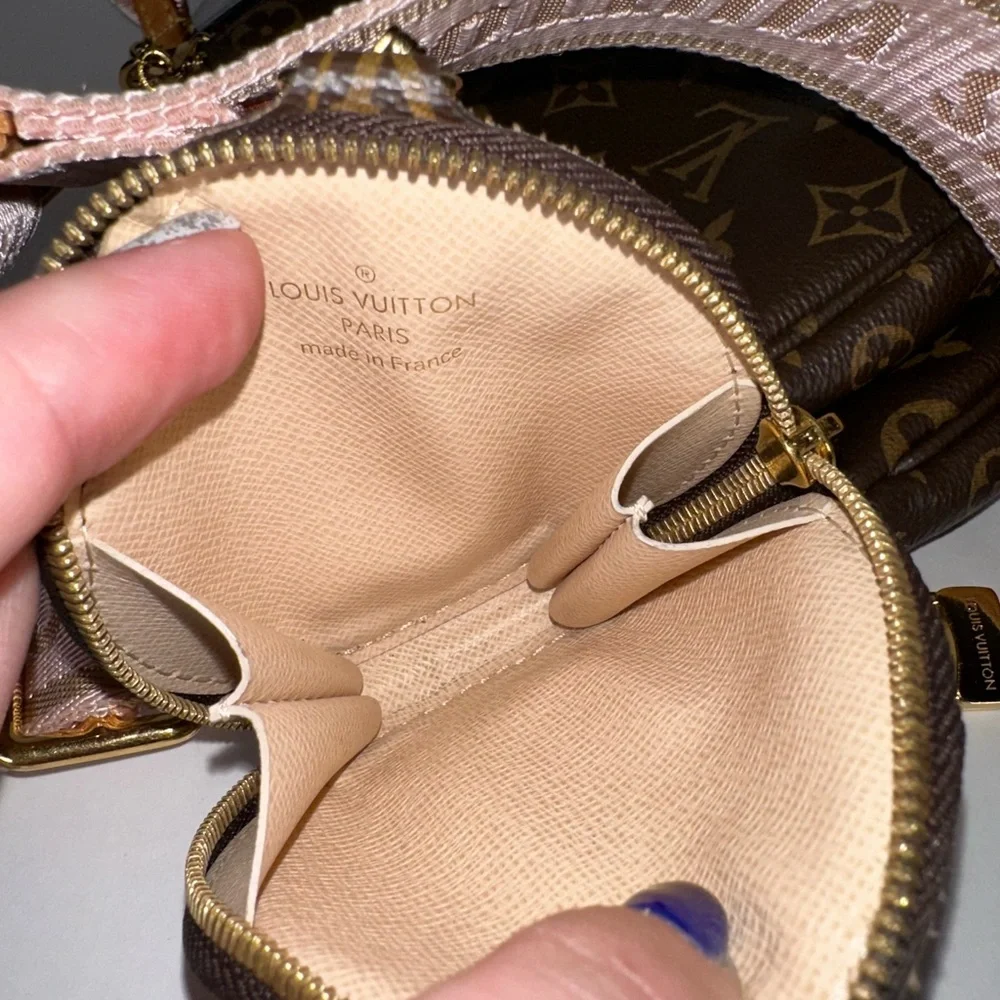Authentic Louis Vuitton Multi-Pochette Accessoires Crossbody with Pink Strap